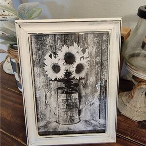 Farmhouse Sunflowers & Water can picture 8x10 w/frame